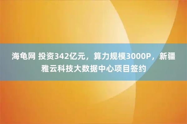 海龟网 投资342亿元，算力规模3000P，新疆雅云科技大数据中心项目签约